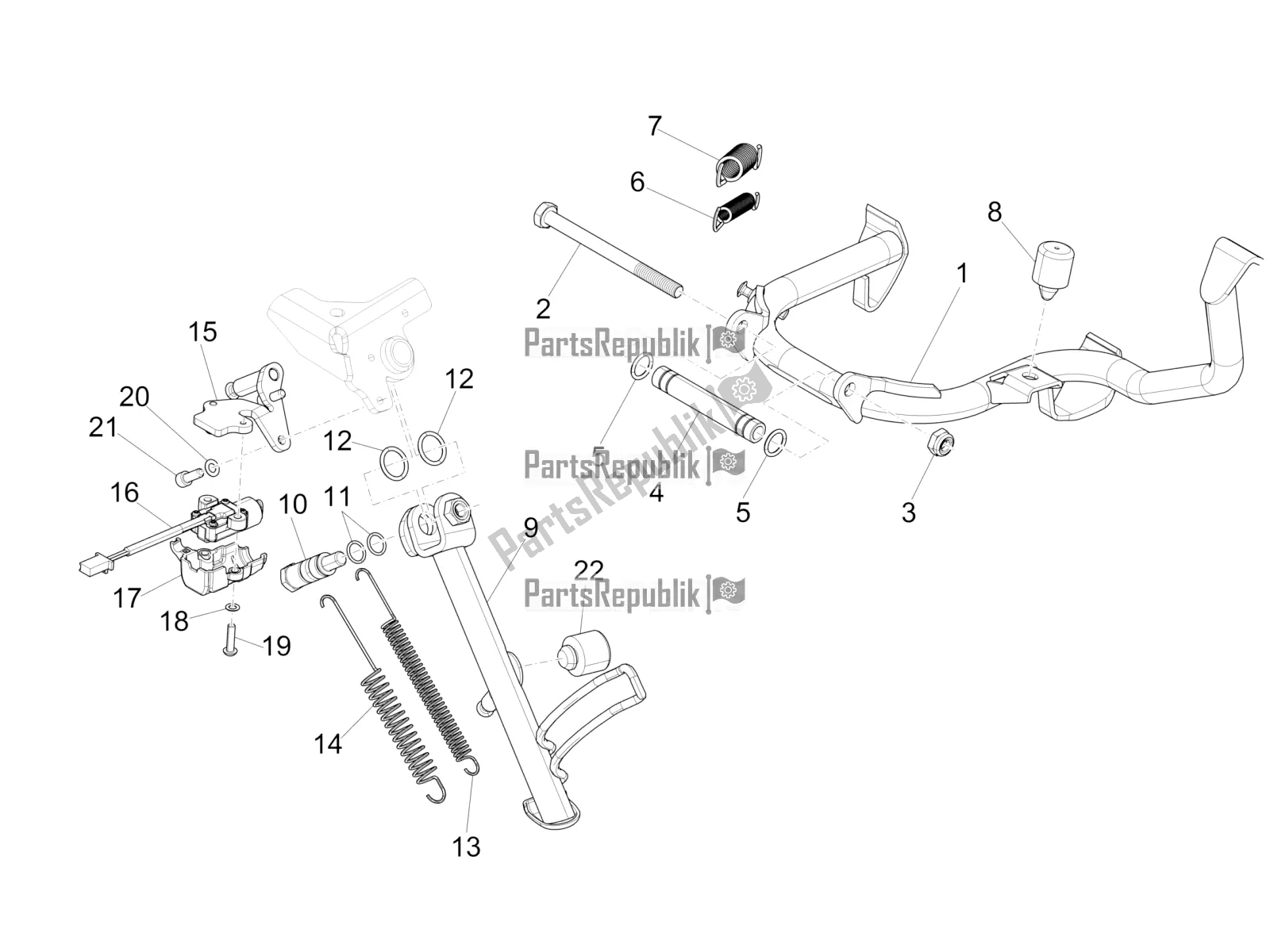 Toutes les pièces pour le Des Stands du Vespa GTS 300 Super-Tech IE ABS Apac 2021