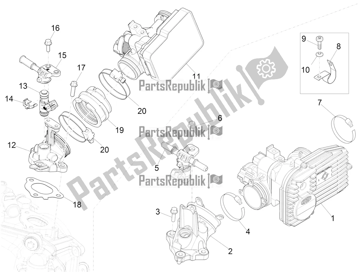 All parts for the Throttle Body - Injector - Induction Joint of the Vespa GTS 300 Super-Tech IE ABS Apac 2021
