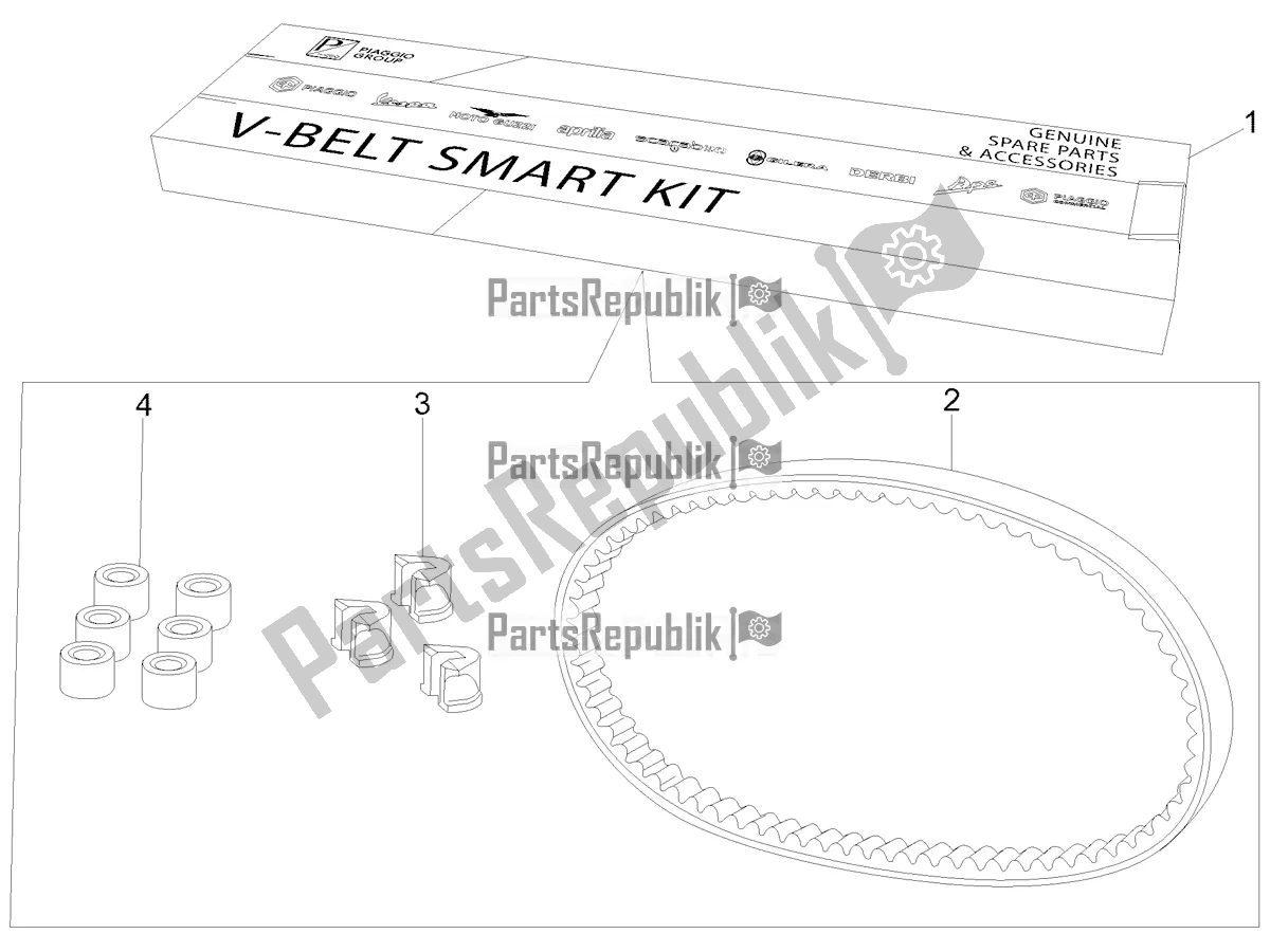 Tutte le parti per il Transmission Kit del Vespa GTS 300 Super-Tech IE ABS Apac 2021