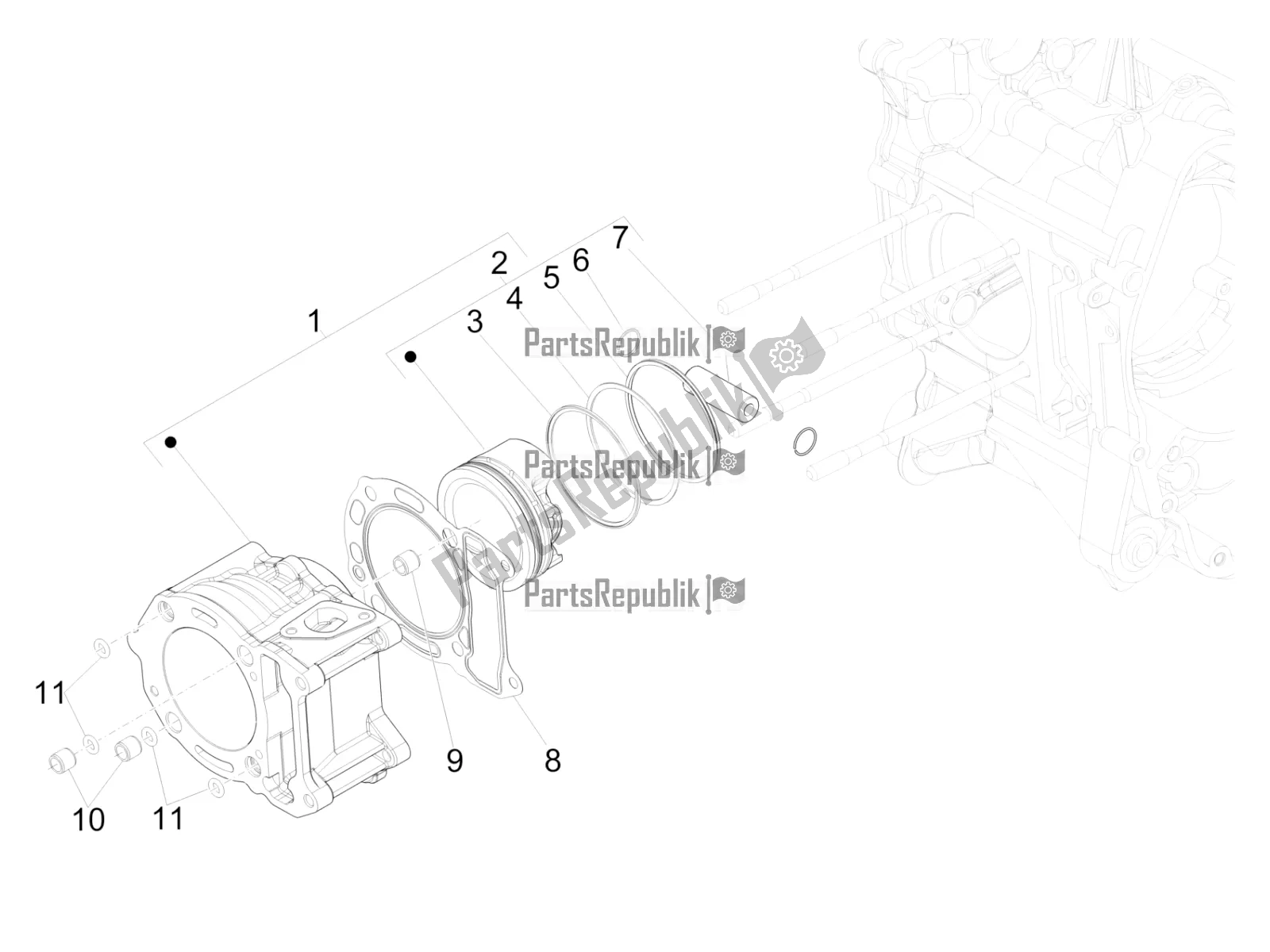Todas las partes para Unidad De Pasador Cilindro-pistón-muñeca de Vespa GTS 300 Super-Tech IE ABS Apac 2022