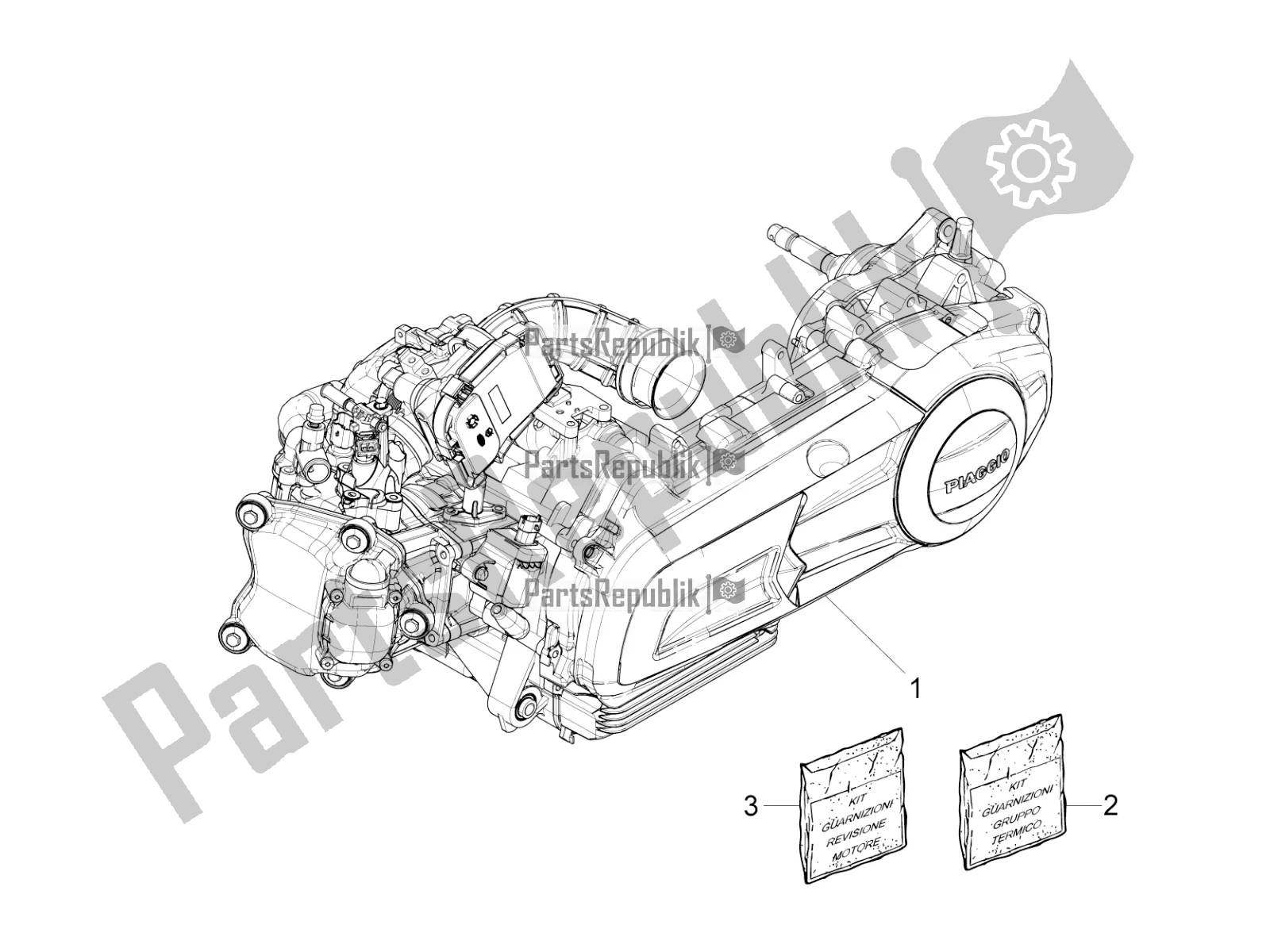 Toutes les pièces pour le Moteur, Assemblage du Vespa GTS 300 Super-Tech IE ABS Apac 2022