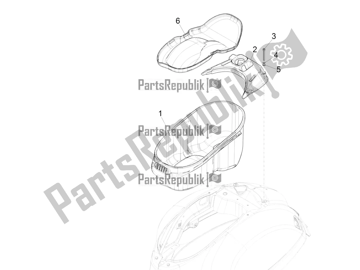 Todas las partes para Carcasa Del Casco - Debajo Del Sillín de Vespa GTS 300 Super-Tech IE ABS Apac 2022