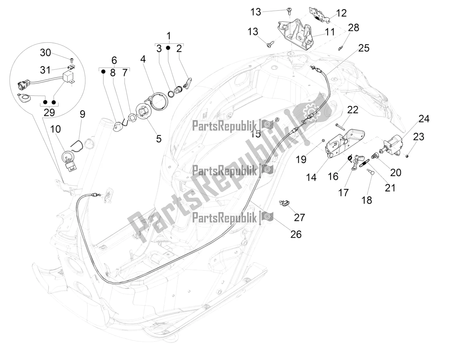 Todas las partes para Cerraduras de Vespa GTS 300 Super-Tech IE ABS Apac 2022