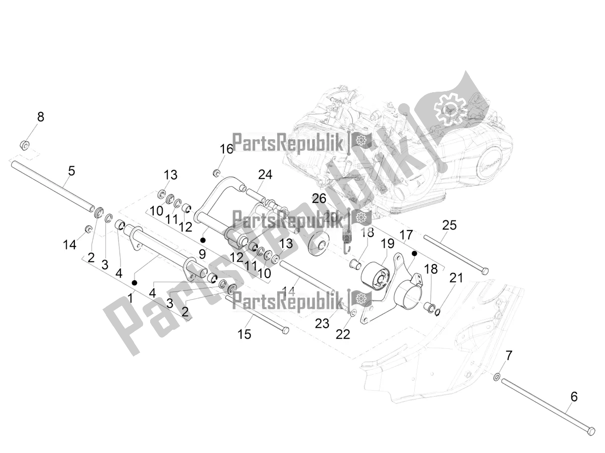 Todas las partes para Brazo Oscilante de Vespa GTS 300 Super-Tech IE ABS Apac 2022