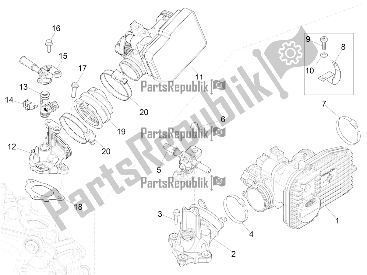 All parts for the Throttle Body - Injector - Induction Joint of the Vespa GTS 300 Super-Tech IE ABS Apac 2022