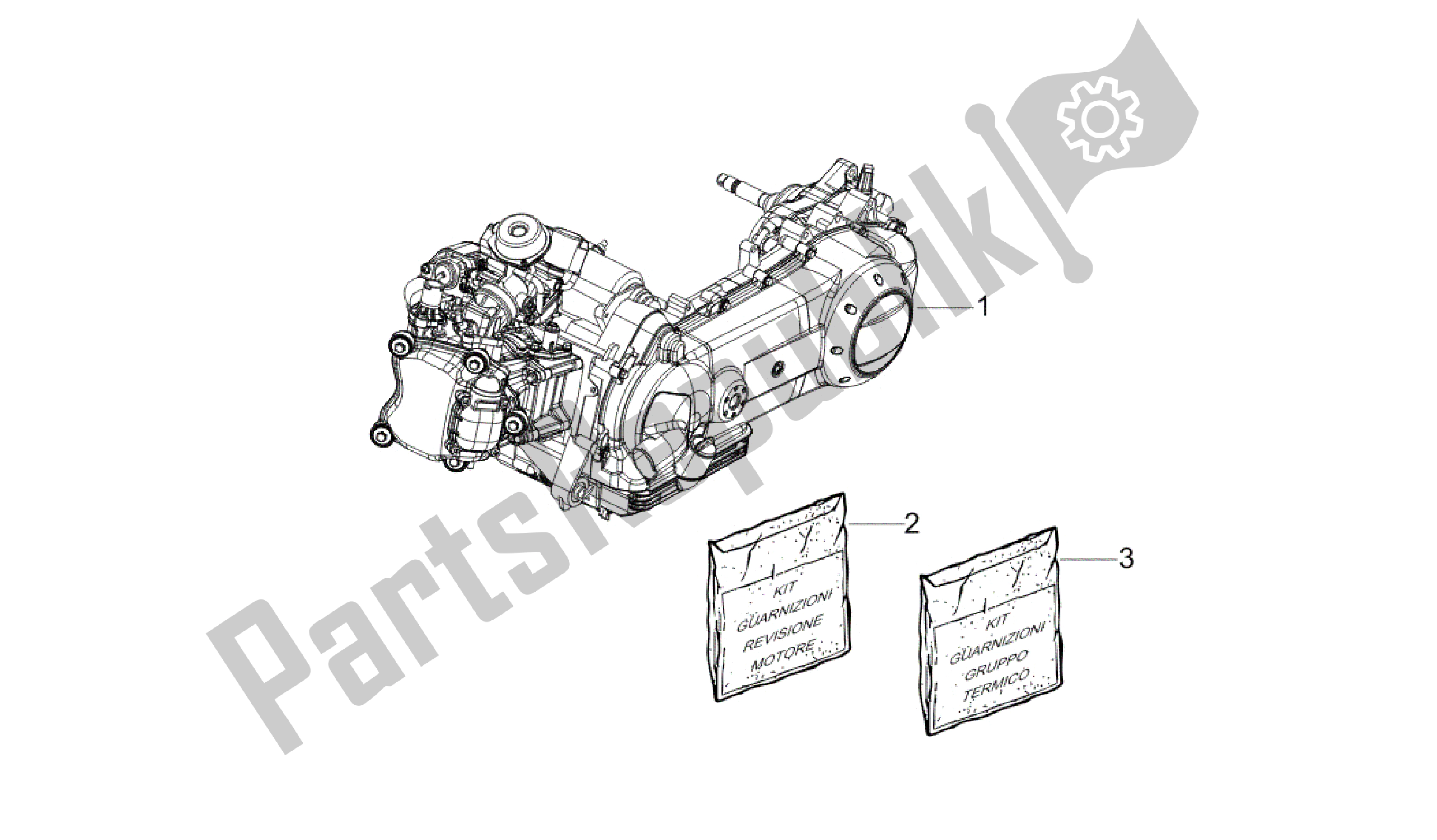All parts for the Motor Completo of the Vespa GTV 250 2007