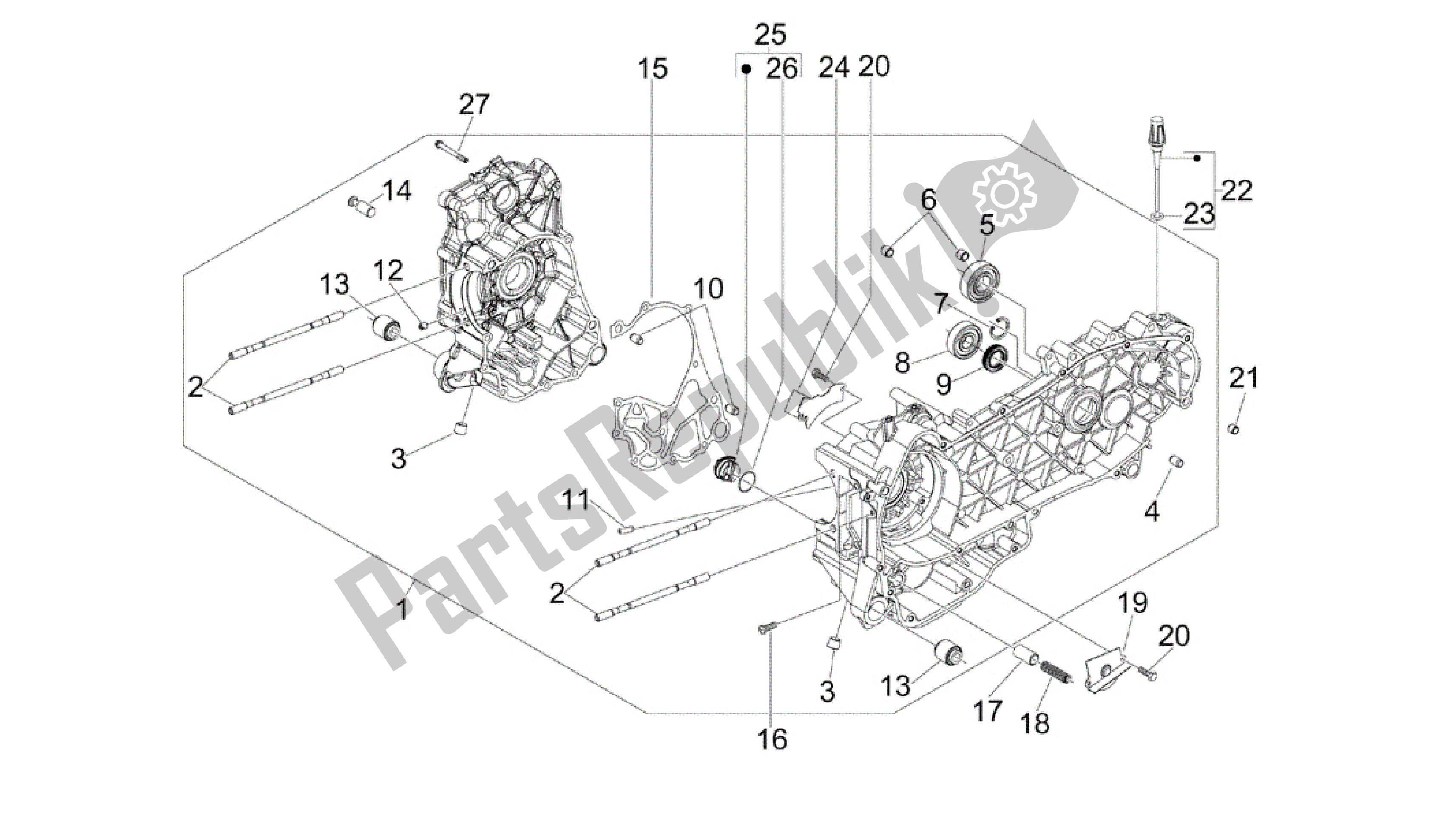 All parts for the Cárter of the Vespa GTV 250 2007