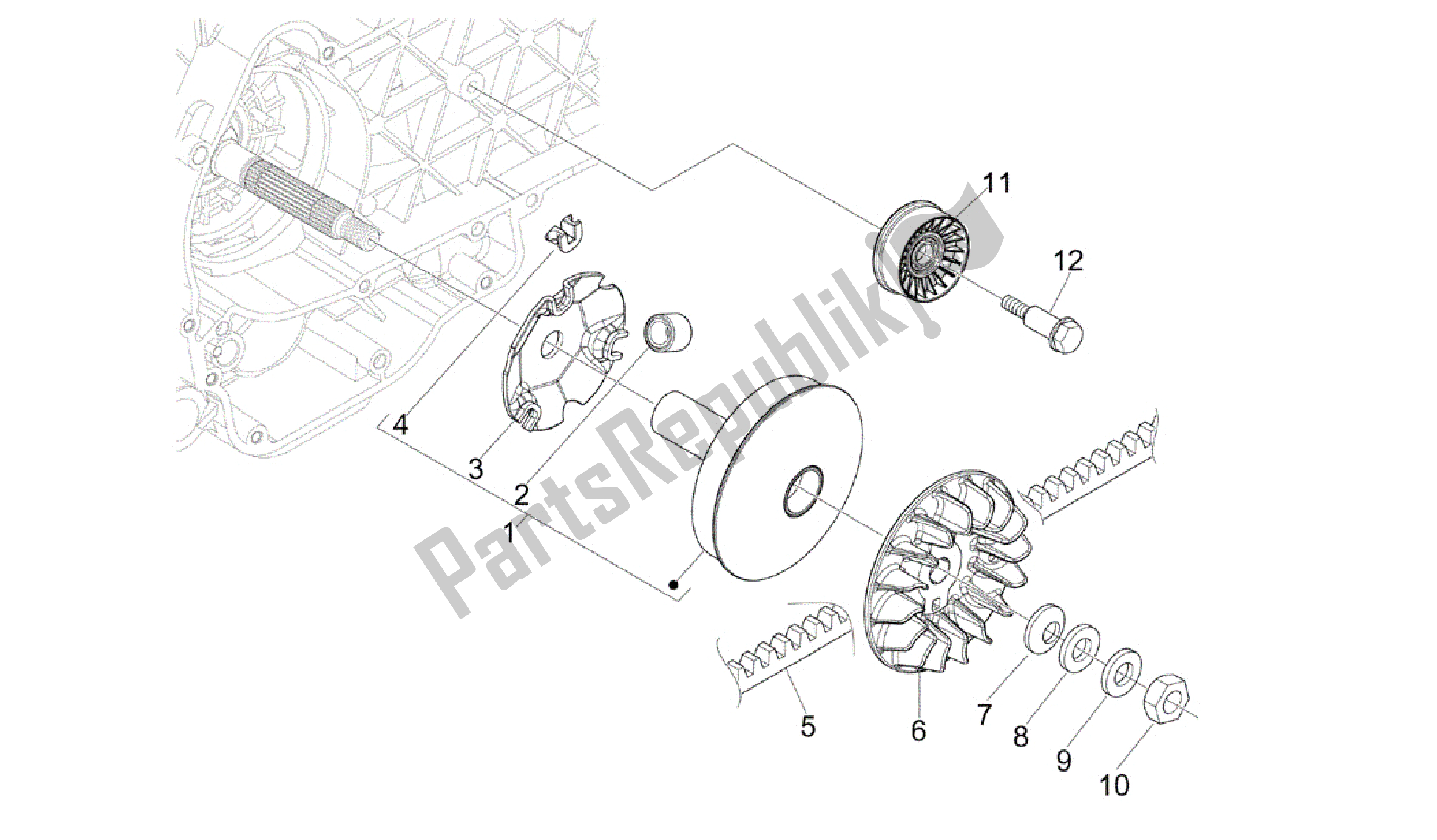 Toutes les pièces pour le Polea Conductora du Vespa GTV 250 2007