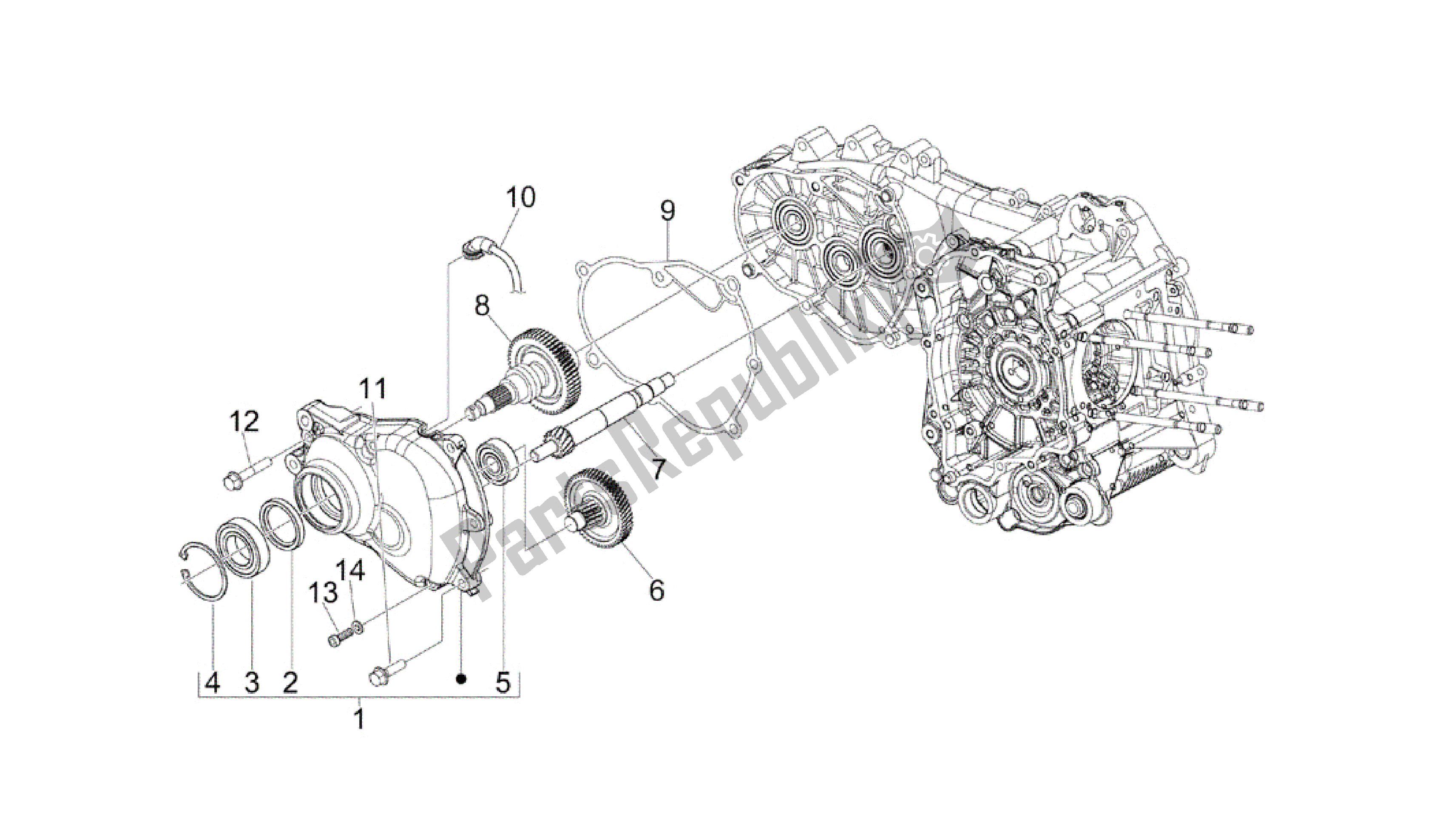 Toutes les pièces pour le Réducteur De Groupe du Vespa GTV 250 2007