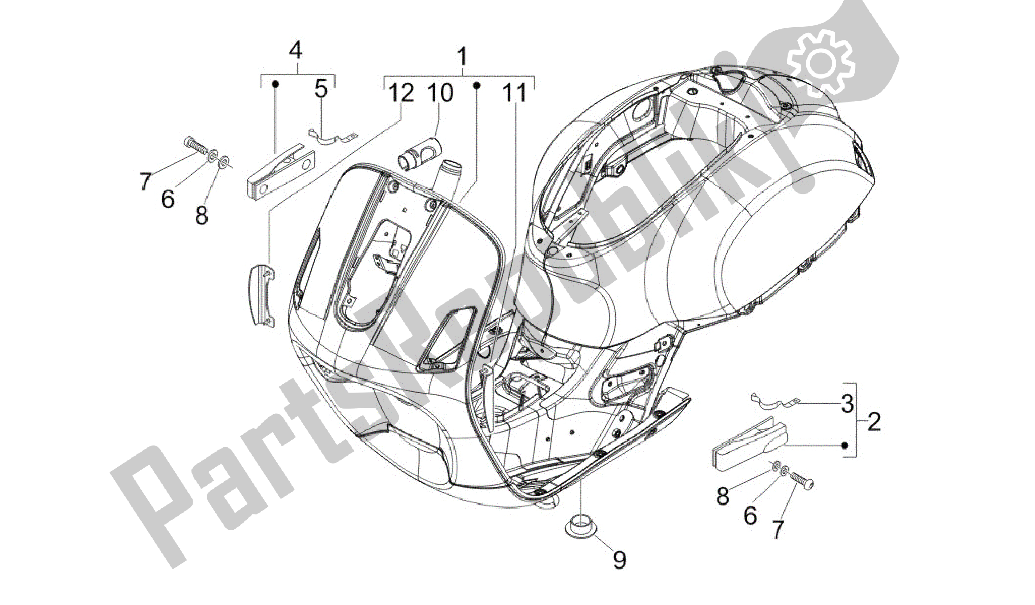 All parts for the Chasis/carrocería of the Vespa GTV 250 2007