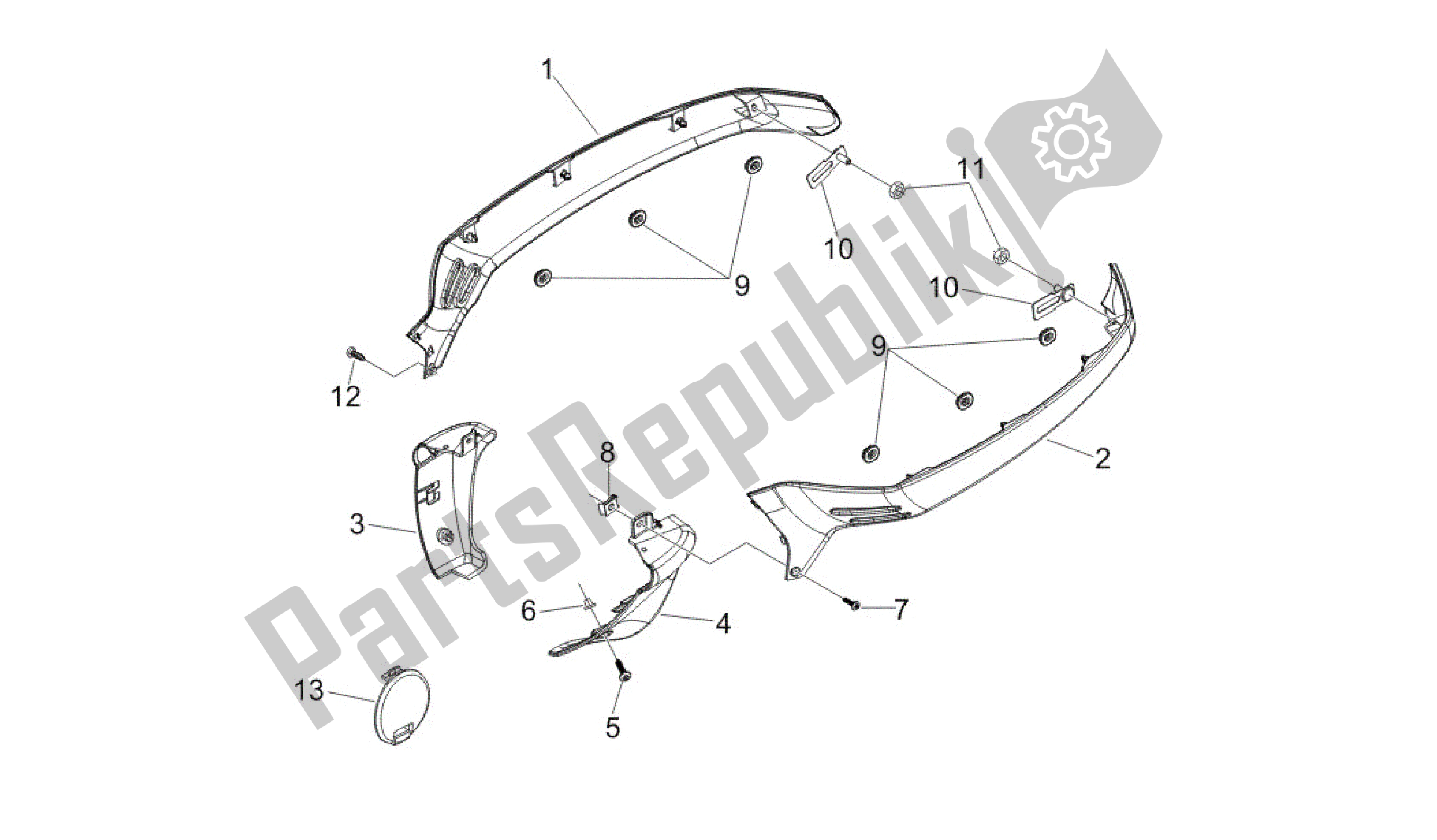 All parts for the Cubiertas Laterales - Spoiler of the Vespa GTV 250 2007