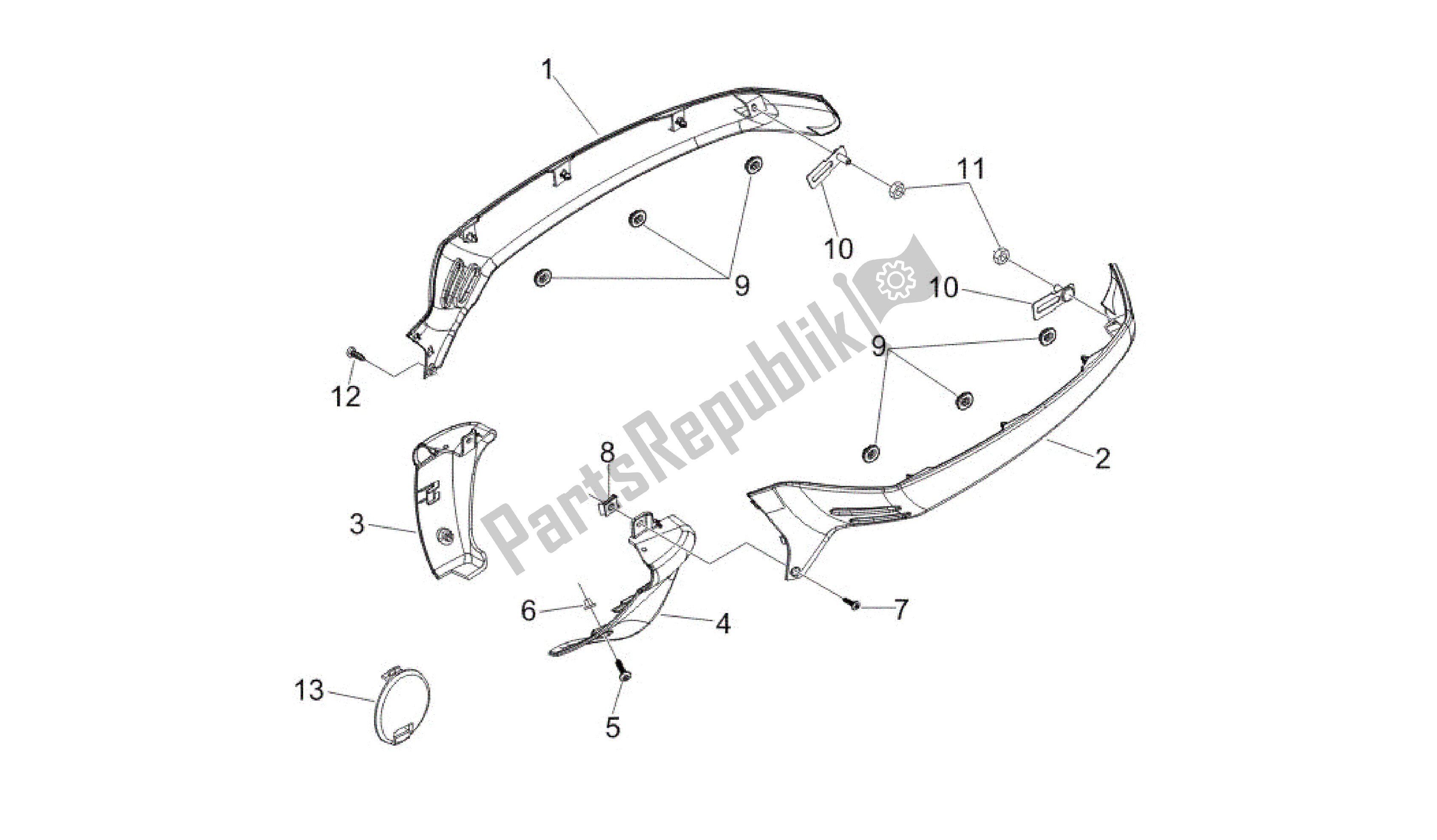 Toutes les pièces pour le Cubiertas Laterales - Spoiler du Vespa GTV 250 2007