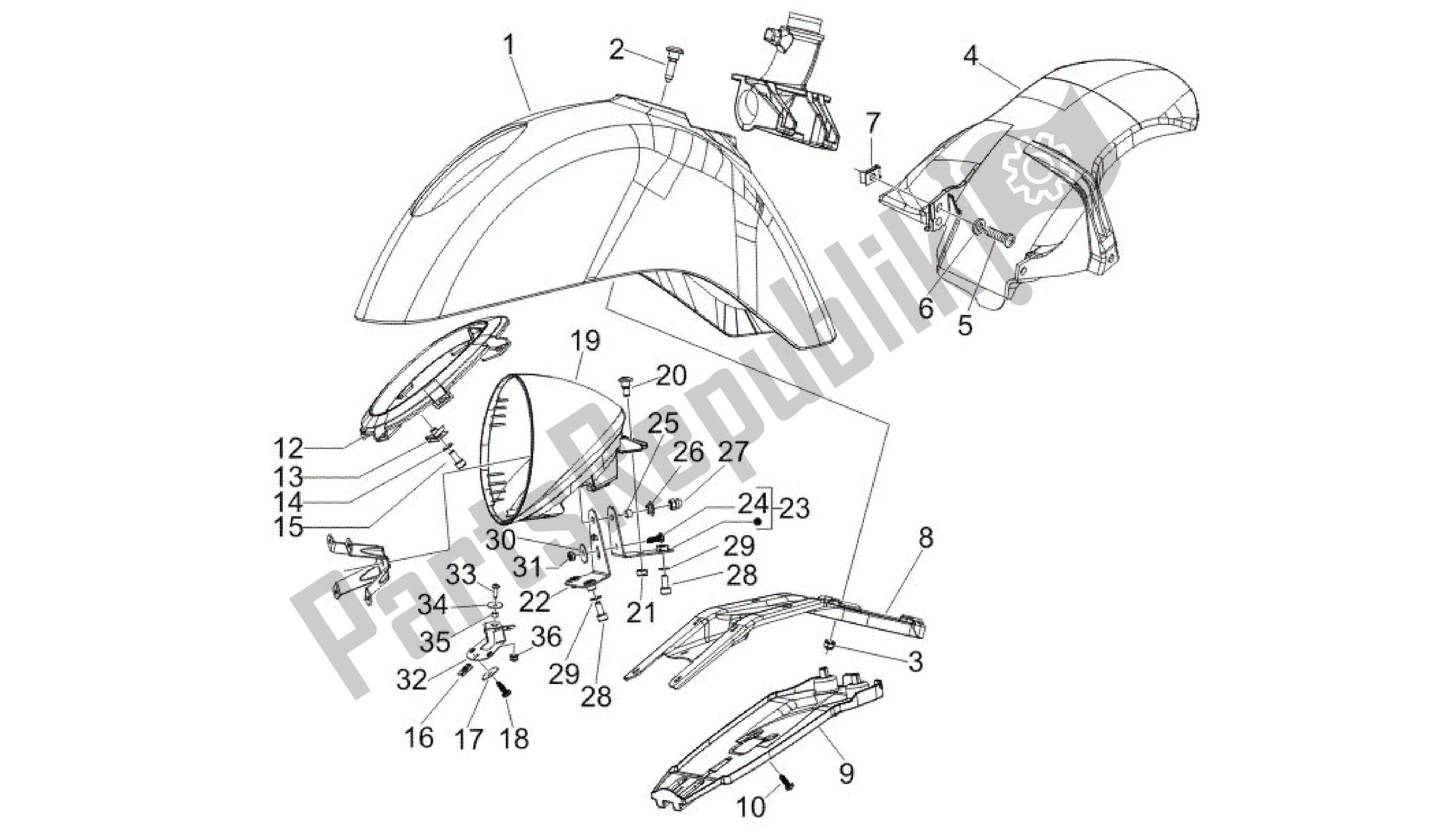 Wszystkie części do Alojamiento Rueda - Guardabarros Vespa GTV 250 2007