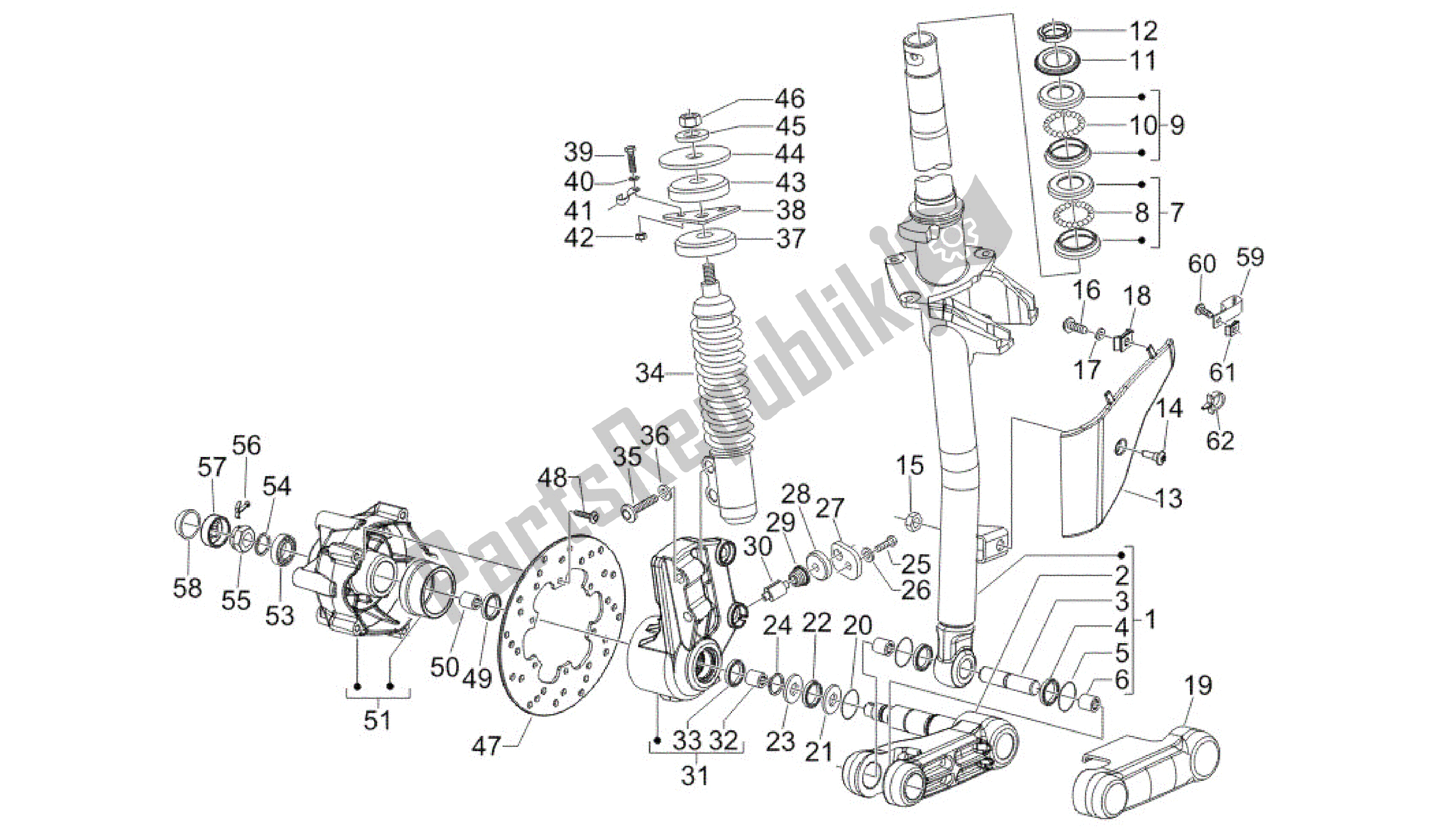 Wszystkie części do Horquilla / Tubo Direccion - Spójnik Tejuelos Vespa GTV 250 2007