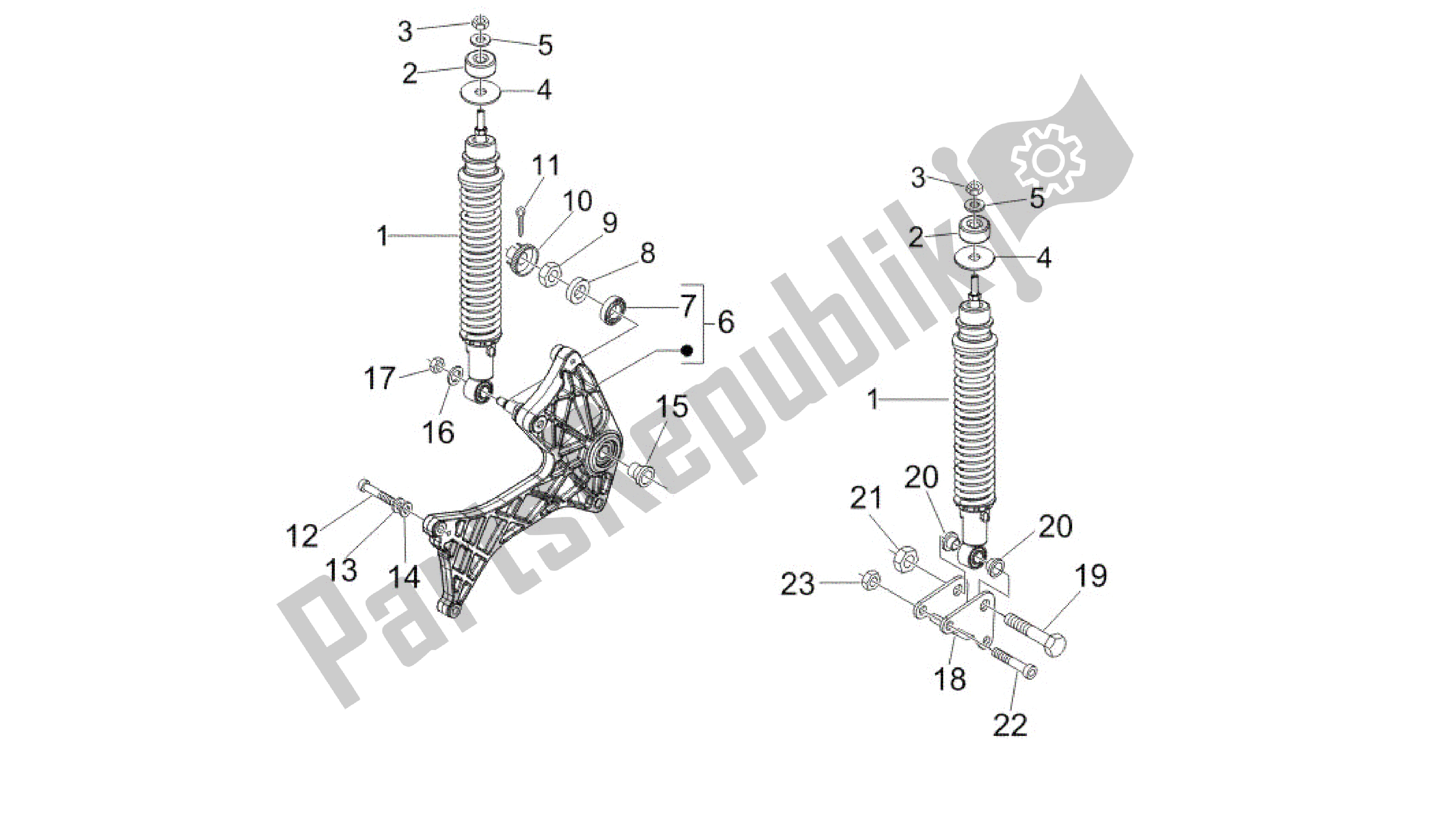 Toutes les pièces pour le Suspensión Trasera - Amortiguador / Es du Vespa GTV 250 2007