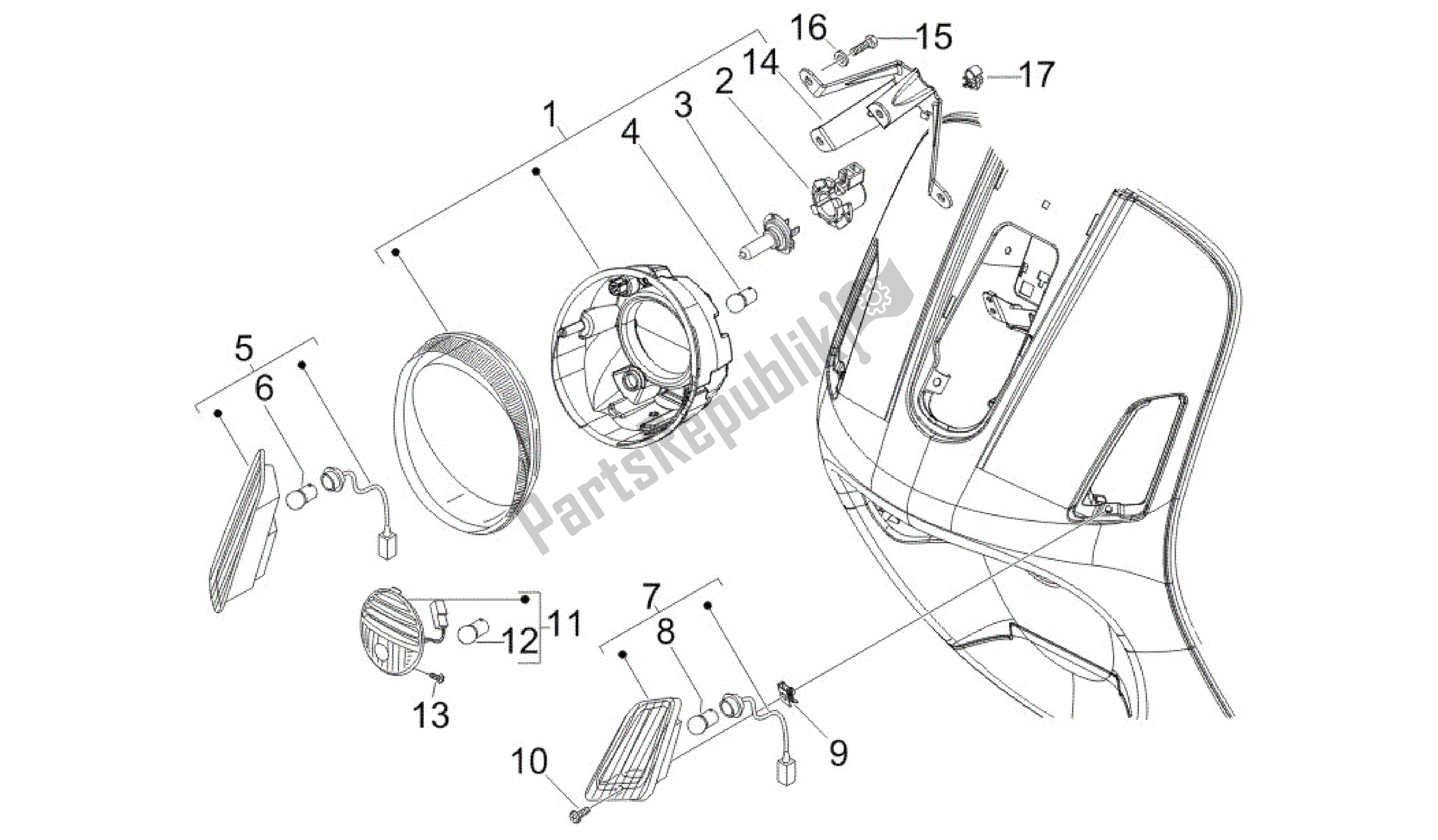 All parts for the Faros Delanteros - Indicadores De Dirección of the Vespa GTV 250 2007