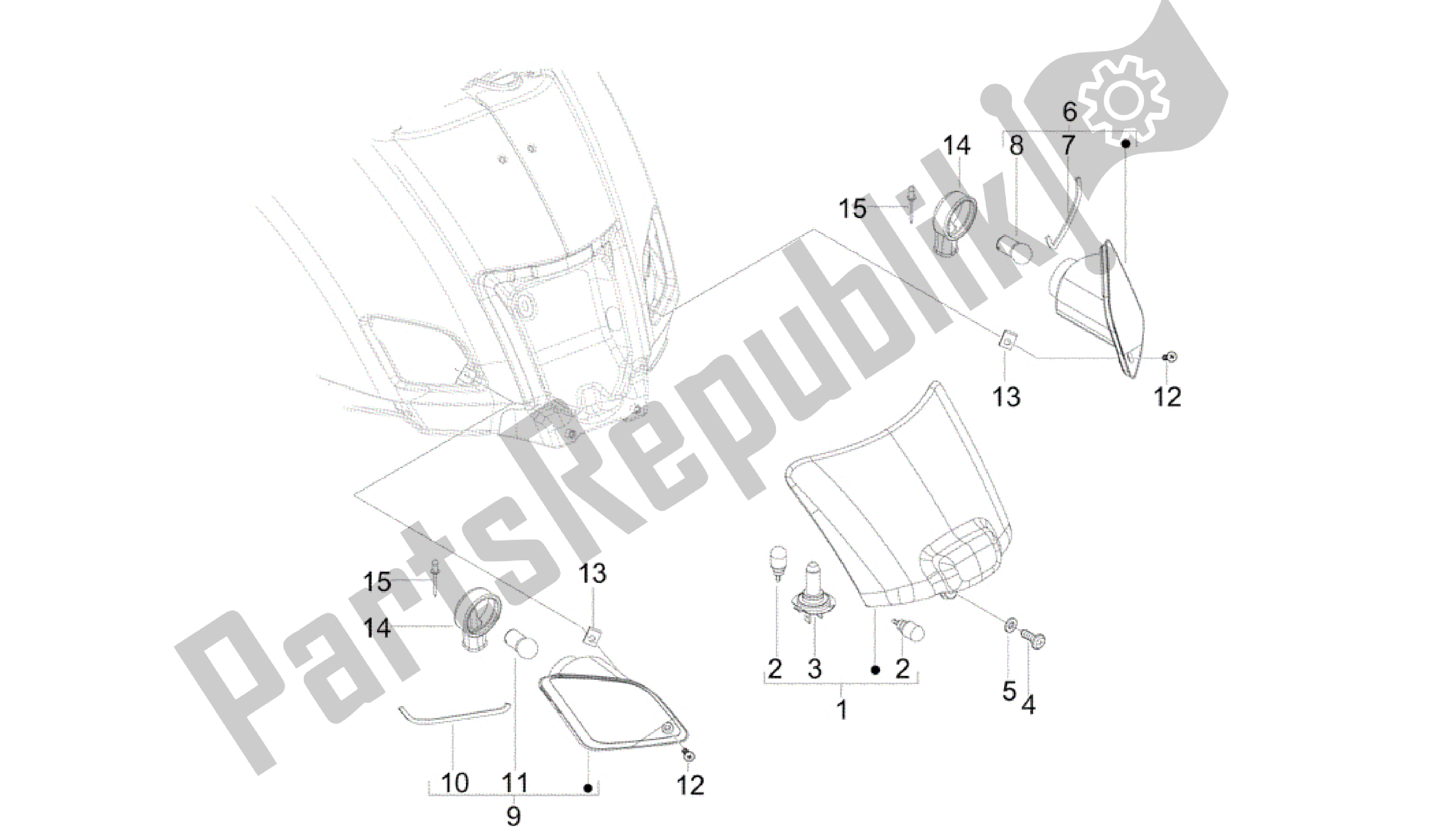 Toutes les pièces pour le Faros Traseros - Indicadores De Dirección du Vespa GTV 250 2007