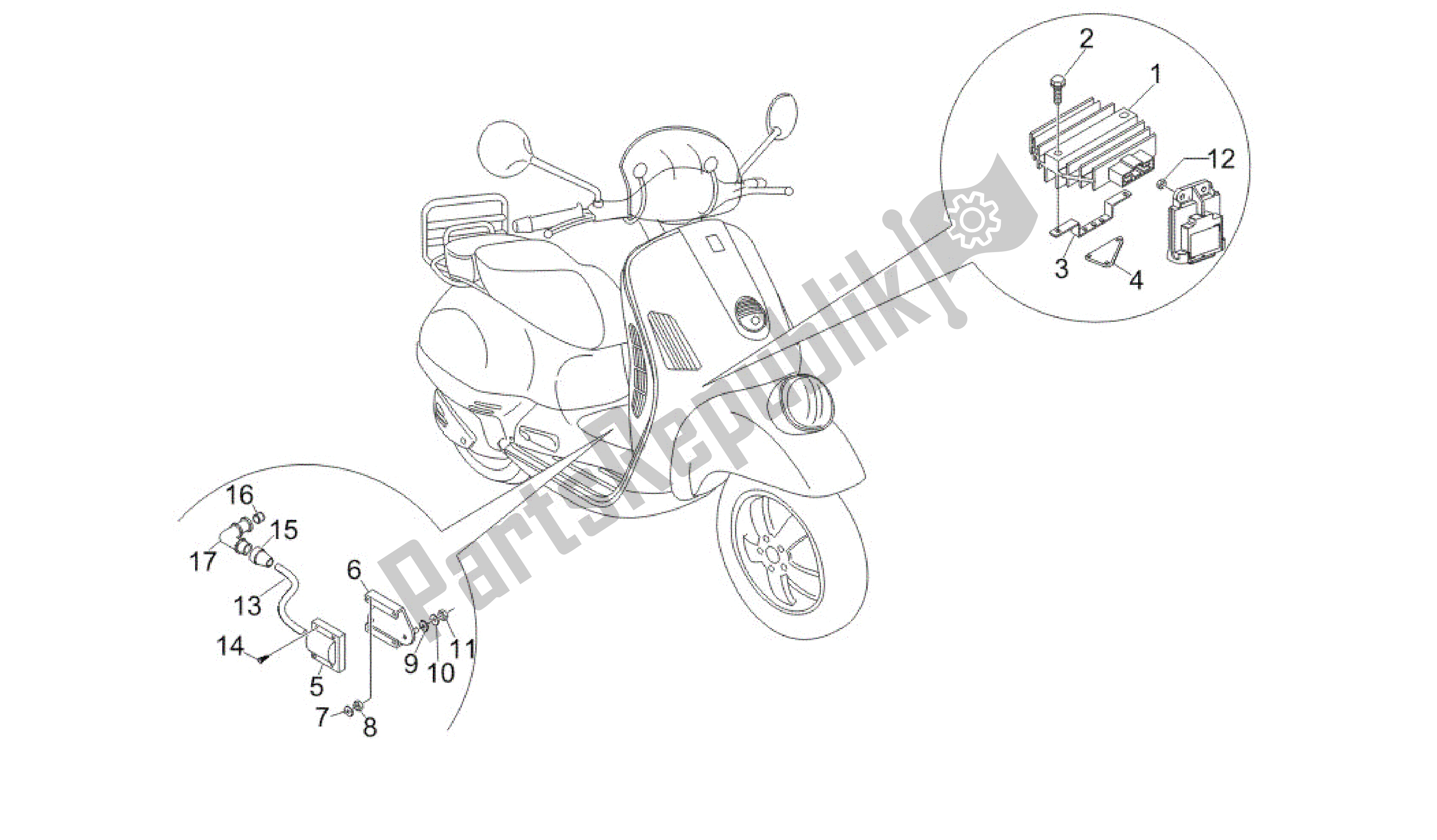 Wszystkie części do Reguladores De Tensión - Centralitas Electrónicas - Bobina A. T. Vespa GTV 250 2007