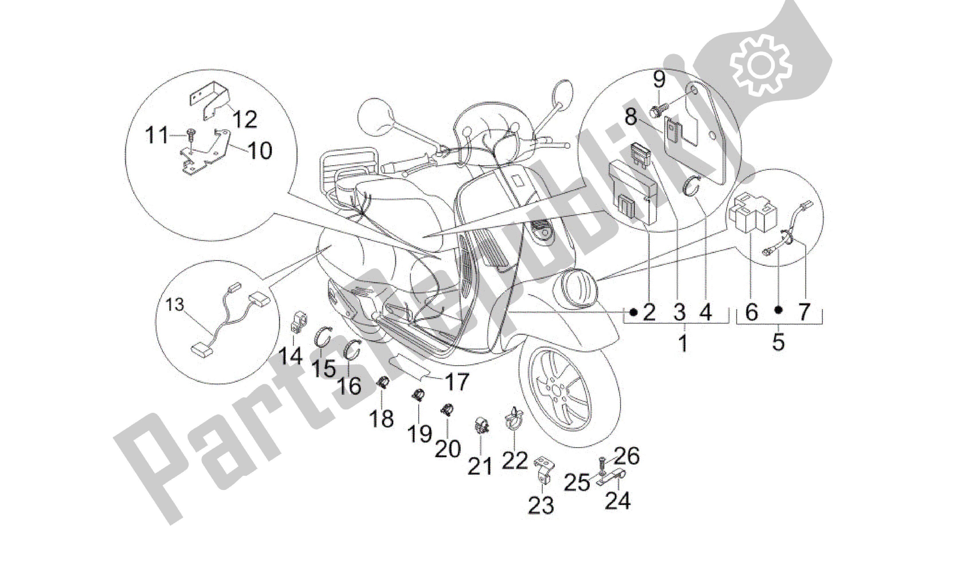 Toutes les pièces pour le Grupo Cables Principal du Vespa GTV 250 2007