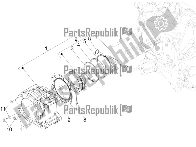 Toutes les pièces pour le Unité Cylindre-piston-axe De Poignet du Vespa GTV 300 4V IE 2016