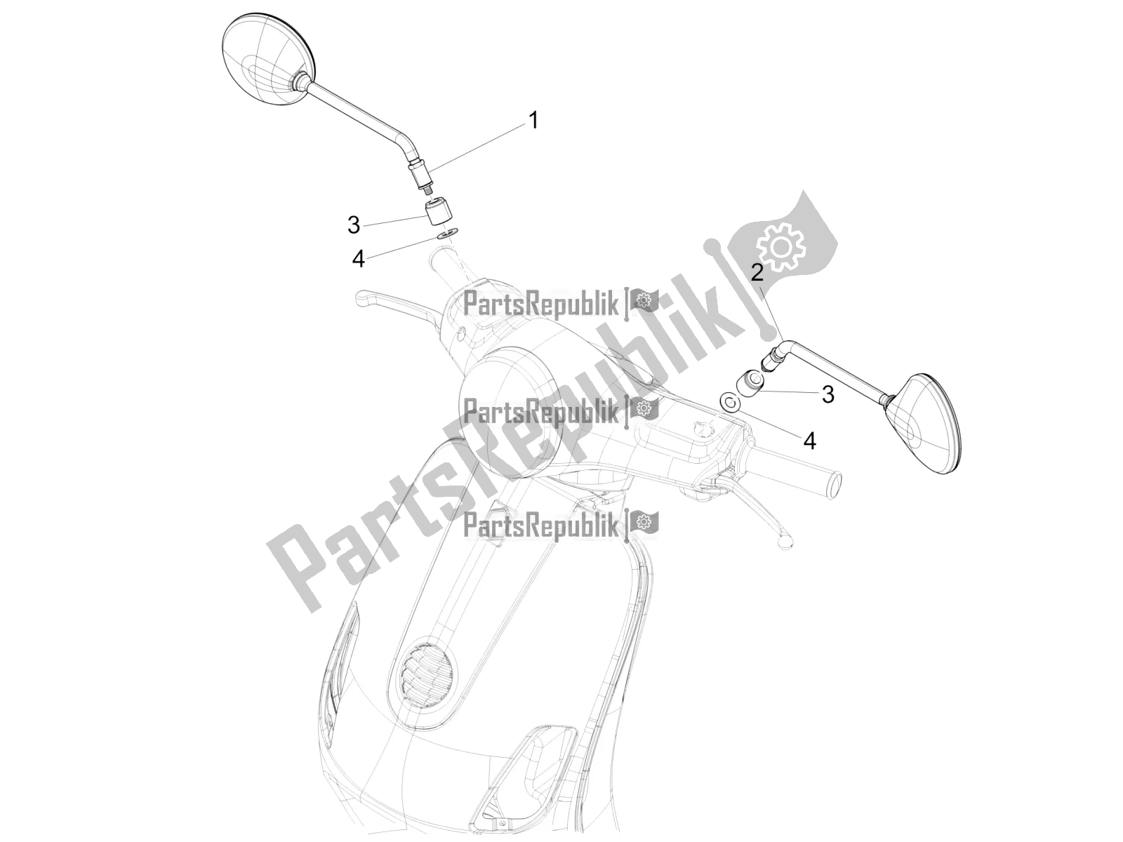 Todas las partes para Espejo / S De Conducción de Vespa GTV 300 4V IE 2016