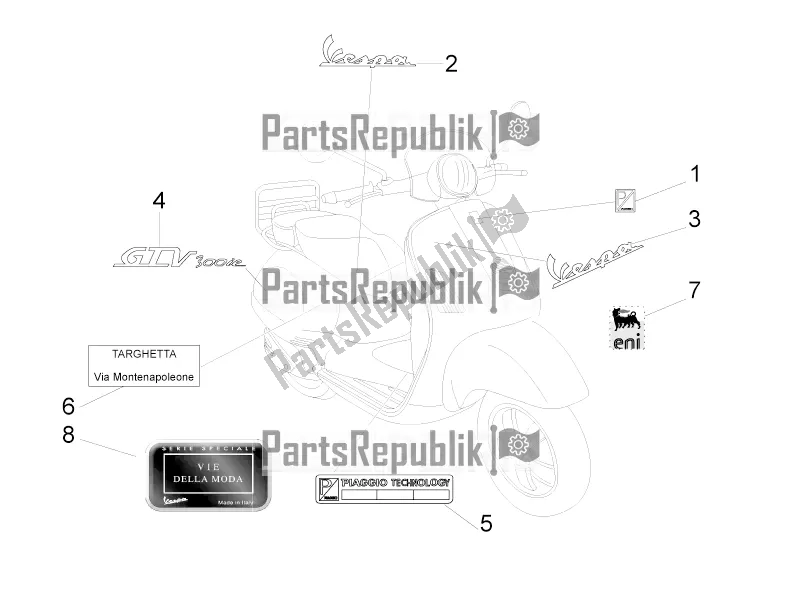 Toutes les pièces pour le Plaques - Emblèmes du Vespa GTV 300 4V IE 2016