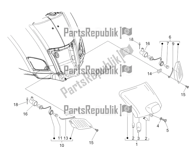 Toutes les pièces pour le Phares Arrière - Clignotants du Vespa GTV 300 4V IE 2016