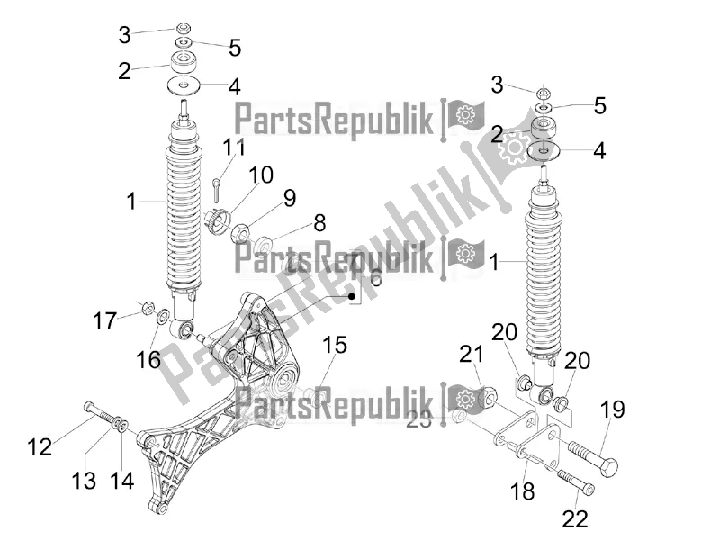 Toutes les pièces pour le Suspension Arrière - Amortisseur / S du Vespa GTV 300 4V IE 2016