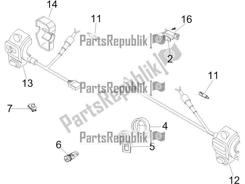 Toutes les pièces pour le Sélecteurs - Interrupteurs - Boutons du Vespa GTV 300 4V IE 2016