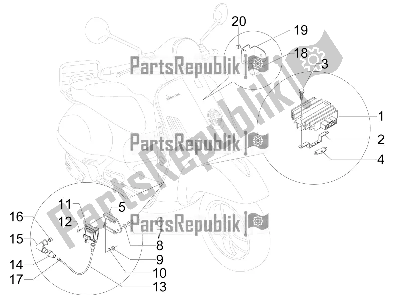 Toutes les pièces pour le Régulateurs De Tension - Unités De Commande électronique (ecu) - H. T. Bobine du Vespa GTV 300 4V IE 2016