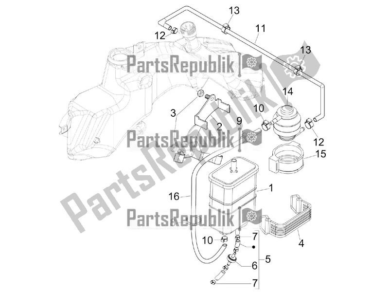 Wszystkie części do System Anty-perkolacyjny Vespa GTV 300 / Touring 4V IE USA 2016