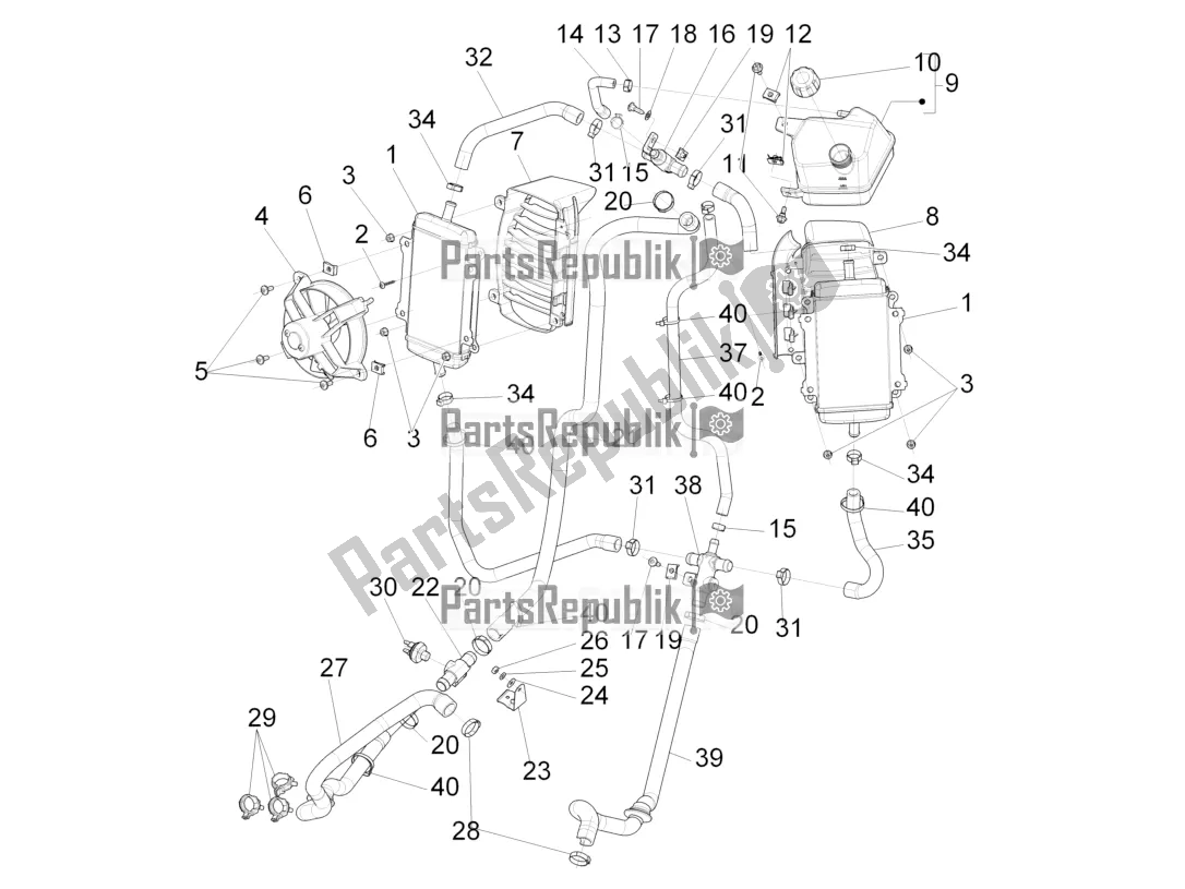 Toutes les pièces pour le Système De Refroidissement du Vespa GTV 300 / Touring 4V IE USA 2016