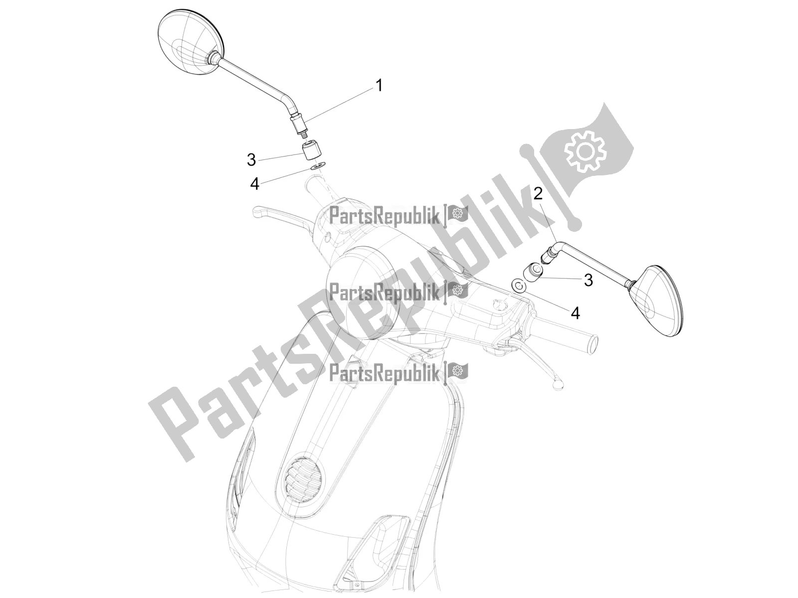 Toutes les pièces pour le Miroir (s) De Conduite du Vespa GTV 300 / Touring 4V IE USA 2016