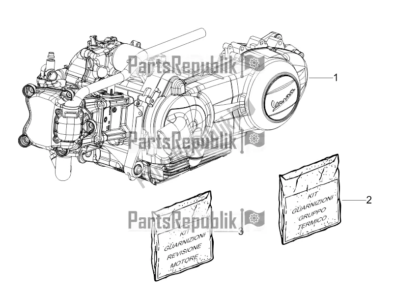 Tutte le parti per il Motore, Assemblaggio del Vespa GTV 300 / Touring 4V IE USA 2016