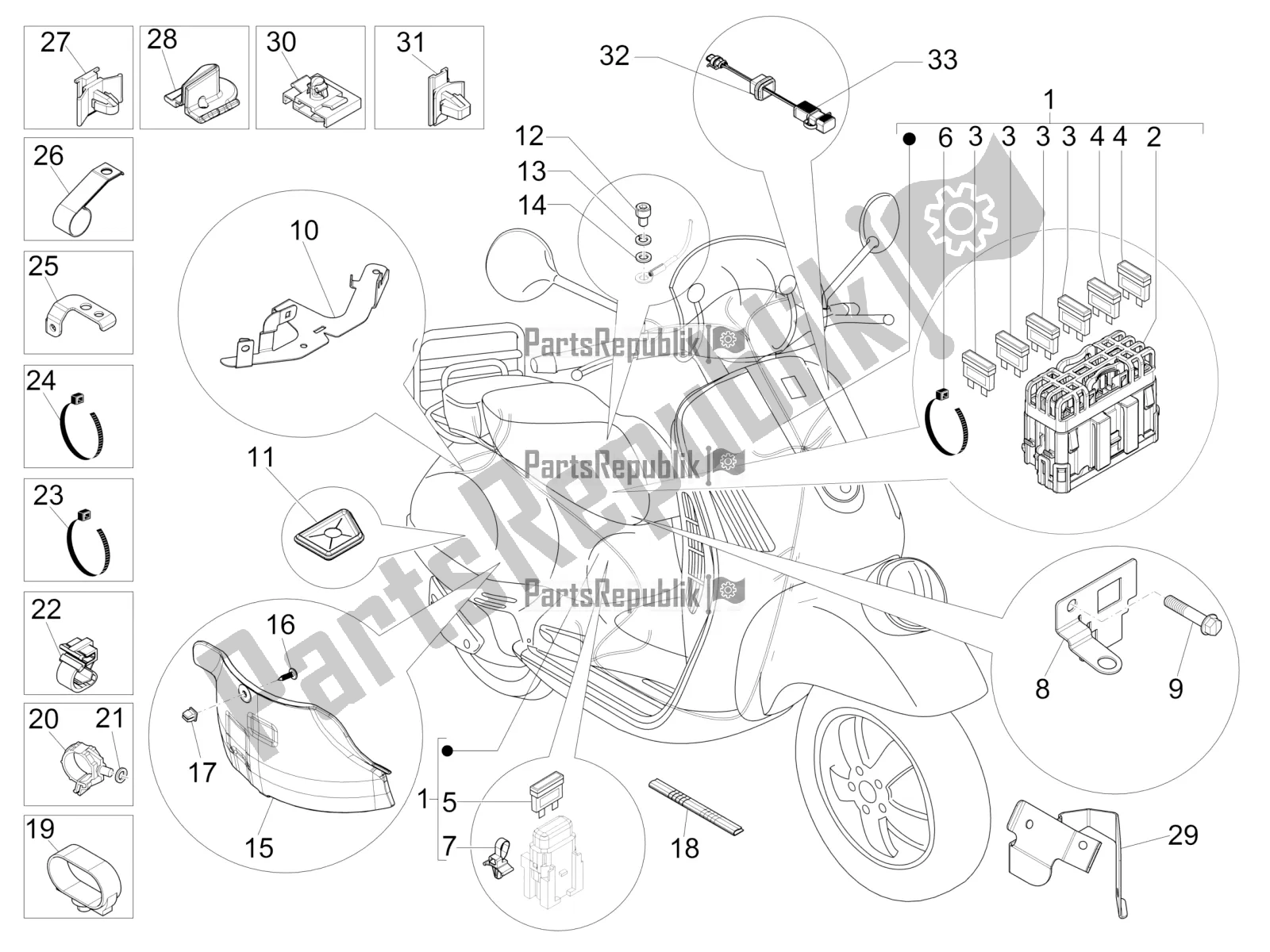 Todas las partes para Mazo De Cables Principal de Vespa GTV 300 / Touring 4V IE USA 2016