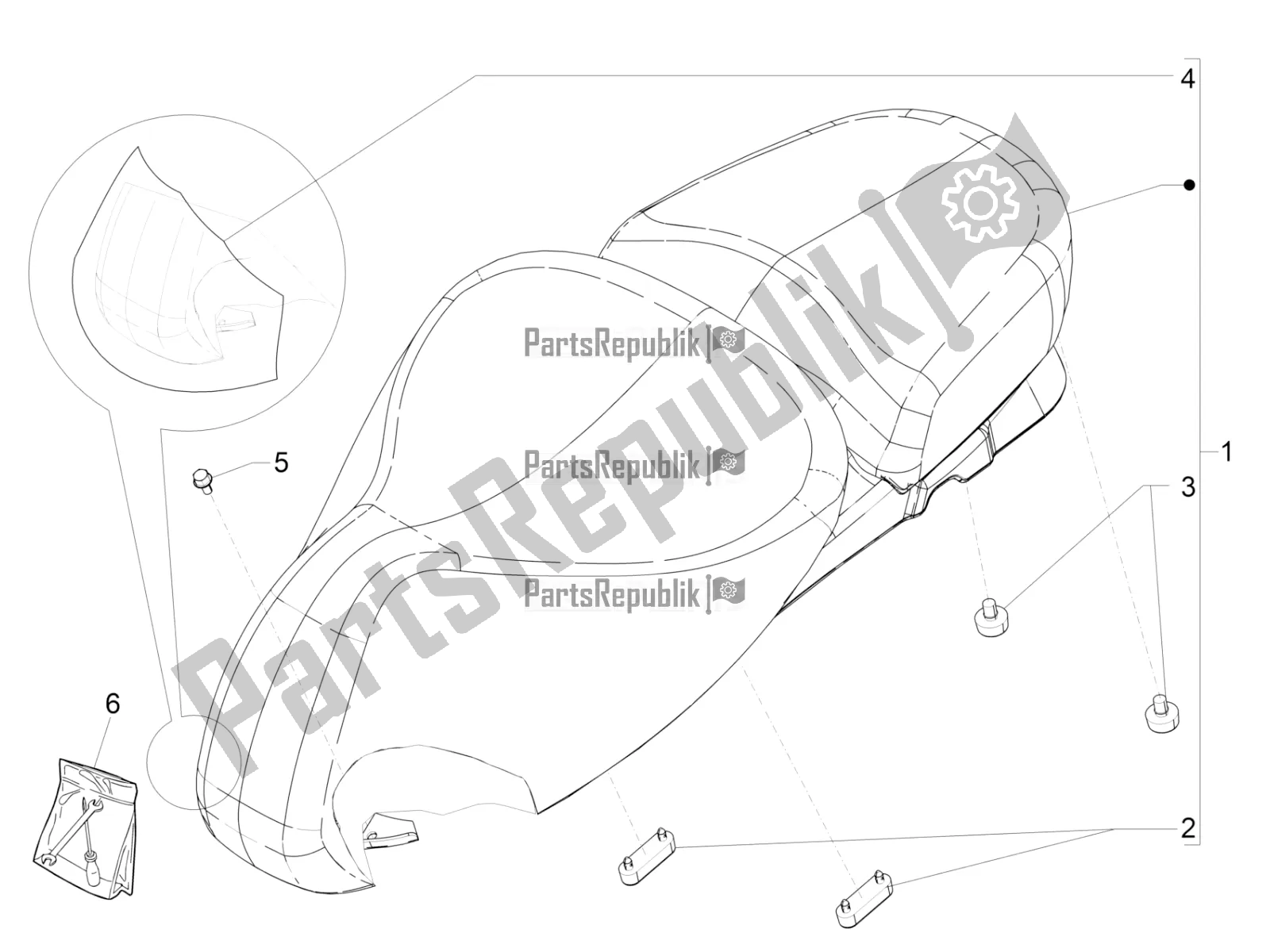 Toutes les pièces pour le Selle / Sièges du Vespa GTV 300 / Touring 4V IE USA 2016