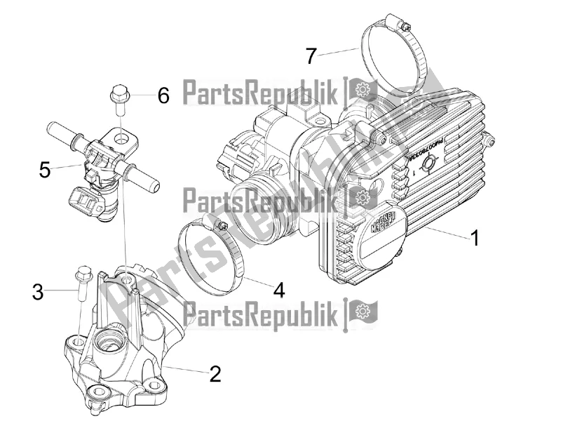 All parts for the Throttle Body - Injector - Induction Joint of the Vespa GTV 300 / Touring 4V IE USA 2016