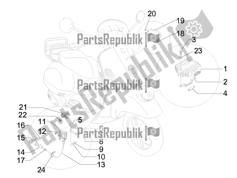 Toutes les pièces pour le Régulateurs De Tension - Unités De Commande électronique (ecu) - H. T. Bobine du Vespa GTV 300 / Touring 4V IE USA 2016