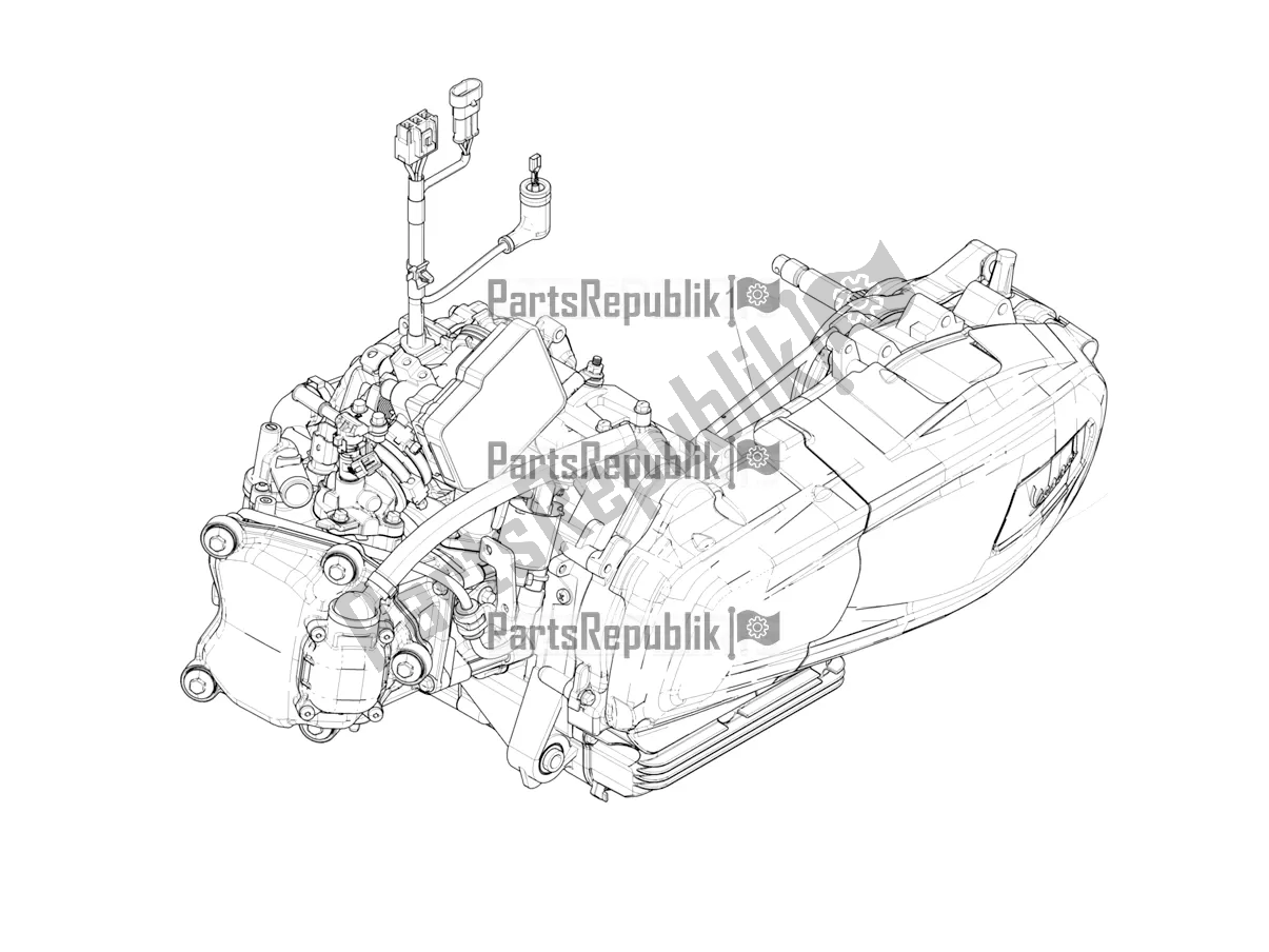 All parts for the Engine, Assembly of the Vespa GTV 300 HPE SEI Giorni IE ABS Apac 2020