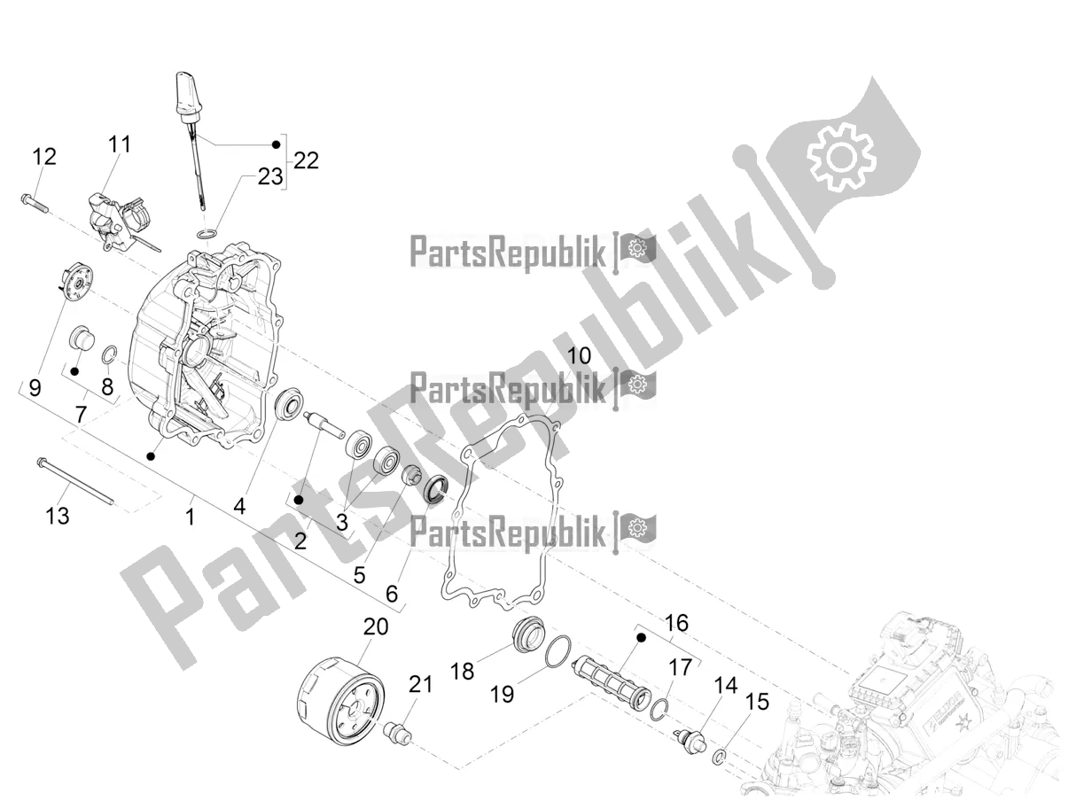 Todas las partes para Cubierta Del Volante Magneto - Filtro De Aceite de Vespa GTV 300 HPE SEI Giorni IE ABS Apac 2020