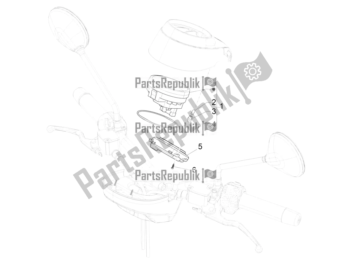 All parts for the Meter Combination - Cruscotto of the Vespa GTV 300 HPE SEI Giorni IE ABS Apac 2020