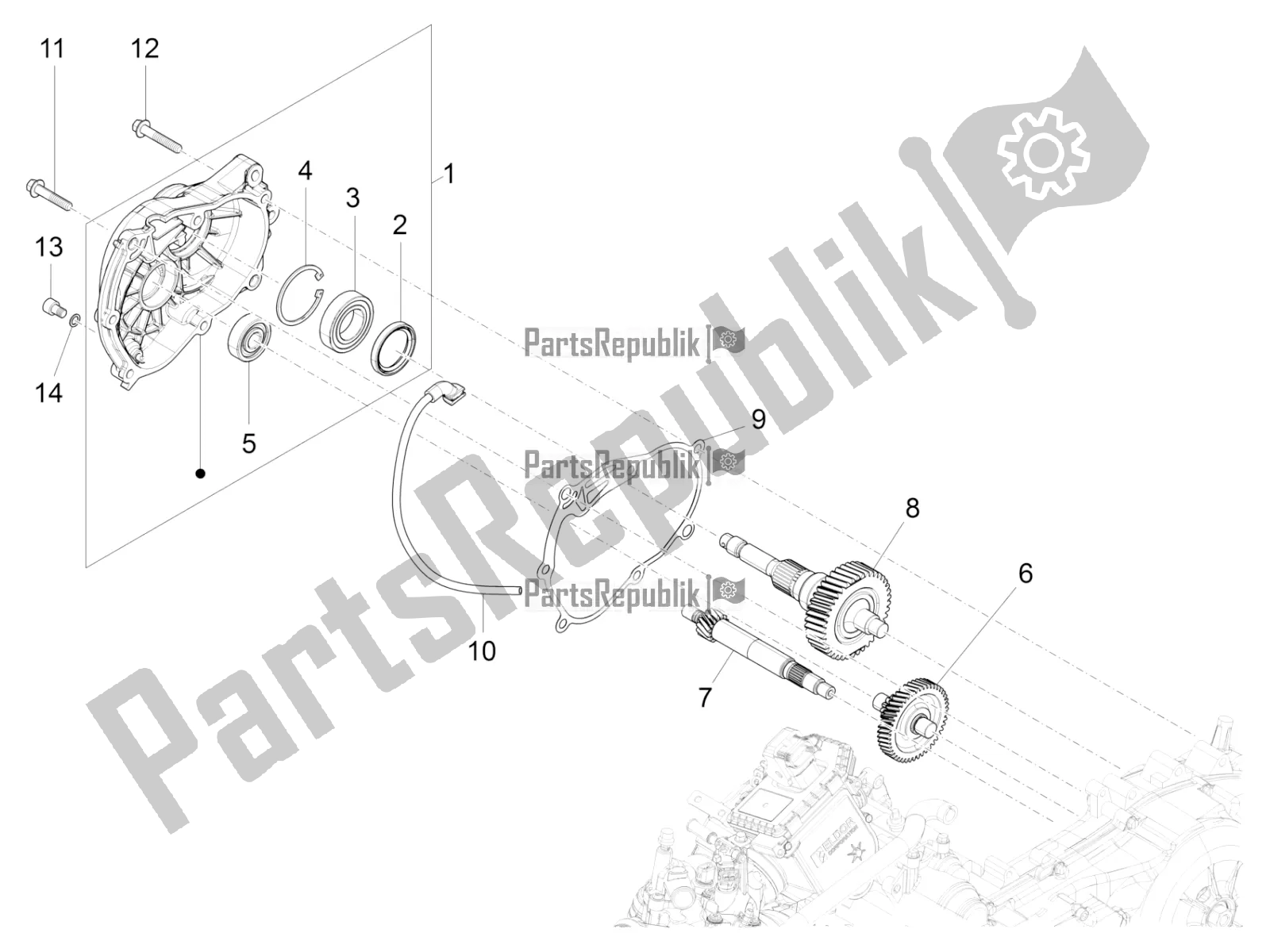 Toutes les pièces pour le Unité De Réduction du Vespa GTV 300 HPE SEI Giorni IE ABS Apac 2020