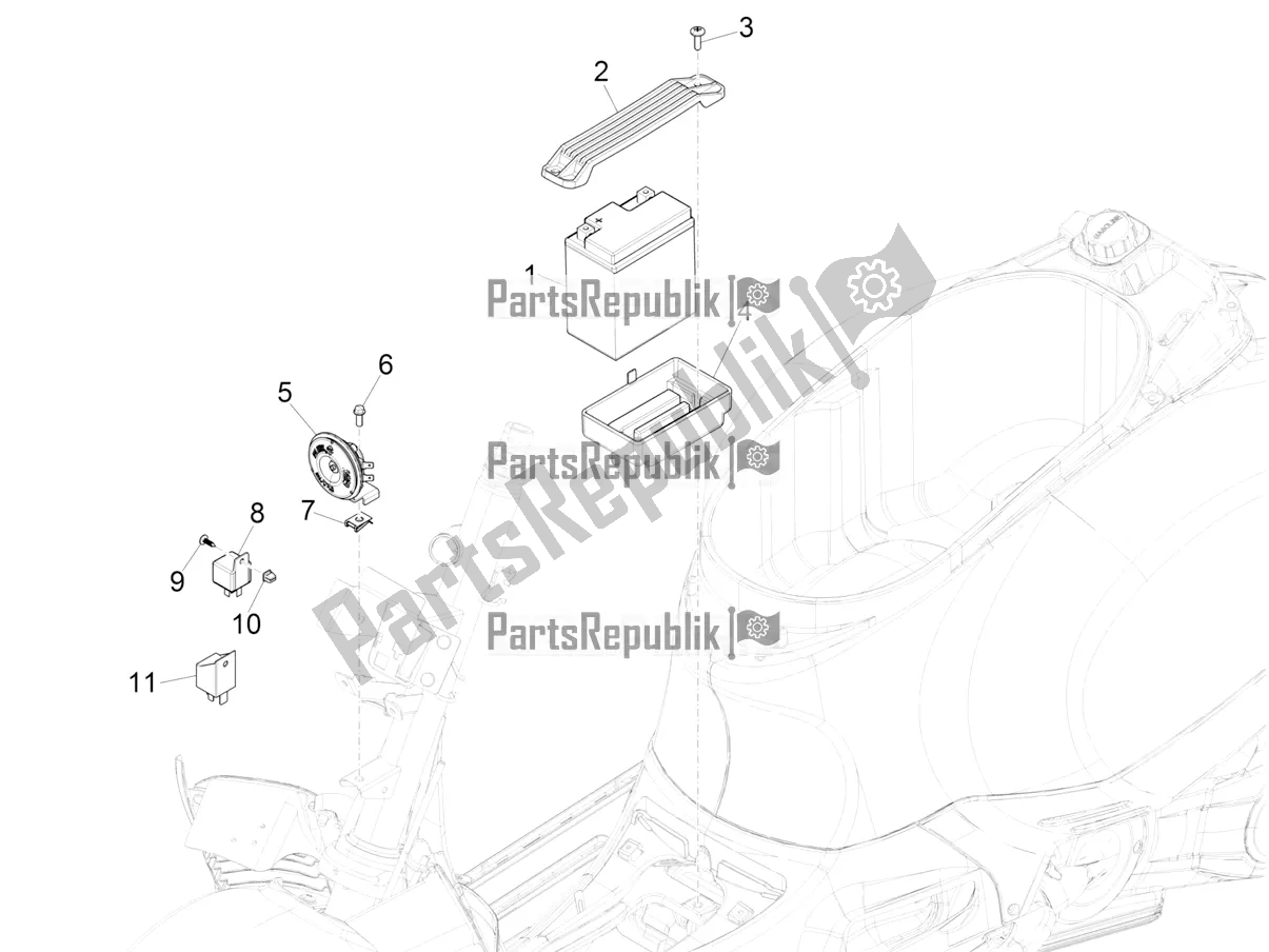 All parts for the Remote Control Switches - Battery - Horn of the Vespa GTV 300 HPE SEI Giorni IE ABS Apac 2020