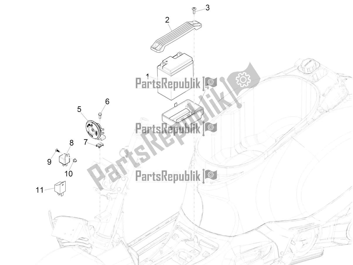 Todas las partes para Interruptores De Control Remoto - Batería - Bocina de Vespa GTV 300 HPE SEI Giorni IE ABS Apac 2020