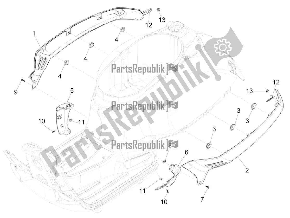 Todas las partes para Cubierta Lateral - Alerón de Vespa GTV 300 HPE SEI Giorni IE ABS Apac 2020