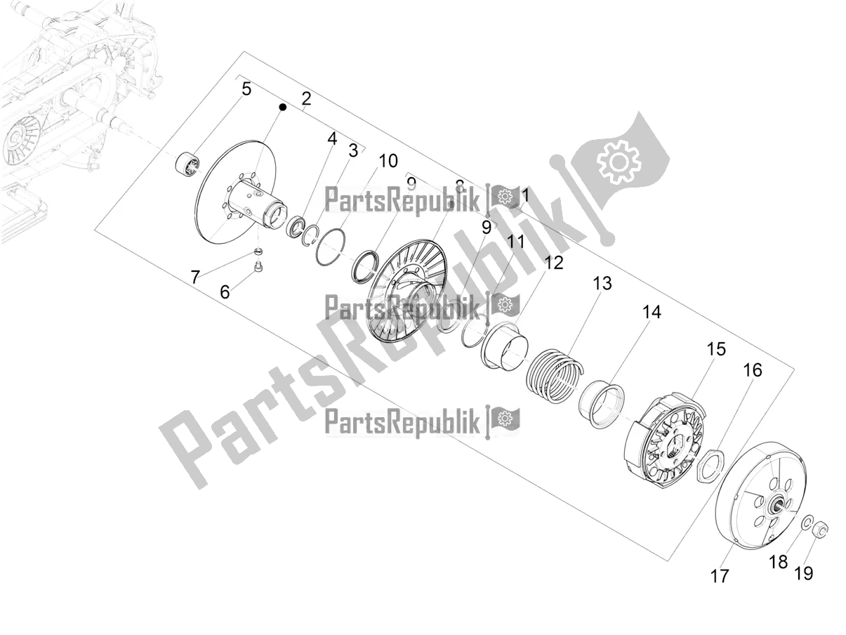 Tutte le parti per il Puleggia Condotta del Vespa GTV 300 HPE SEI Giorni IE ABS Apac 2021