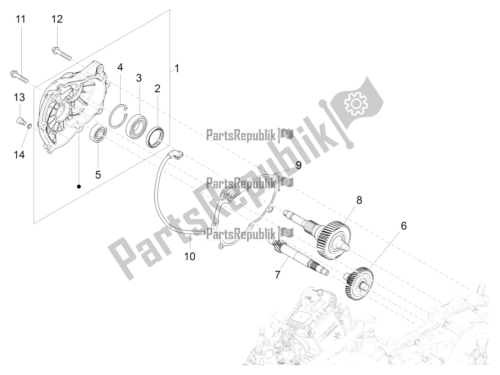 Tutte le parti per il Unità Di Riduzione del Vespa GTV 300 HPE SEI Giorni IE ABS Apac 2021