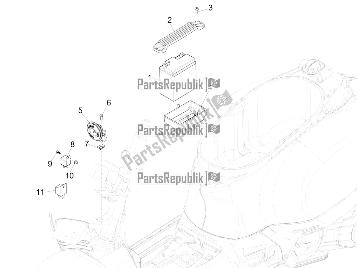 All parts for the Remote Control Switches - Battery - Horn of the Vespa GTV 300 HPE SEI Giorni IE ABS Apac 2021