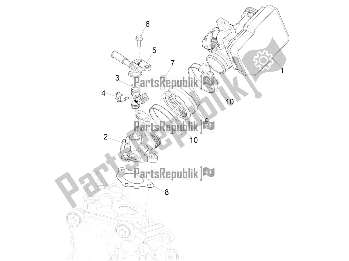 Todas as partes de Throttle Body - Injector - Induction Joint do Vespa GTV 300 HPE SEI Giorni IE ABS Apac 2021