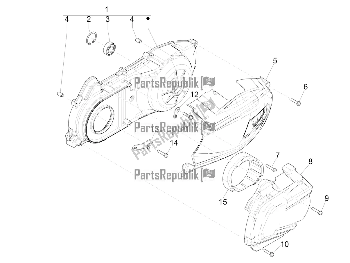 All parts for the Crankcase Cover - Crankcase Cooling of the Vespa GTV 300 HPE SEI Giorni IE ABS Apac 2022